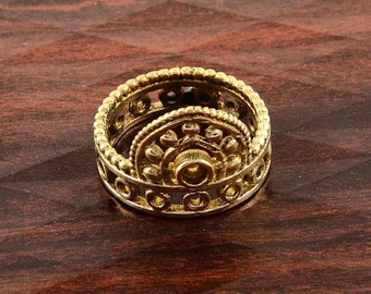 Banda de corona de oro, anillo de corona de princesa, banda de corona, anillo de oro, anillo de apilamiento de corona, anillo de oro apilado, regalo único para ella, anillo de corona de oro
