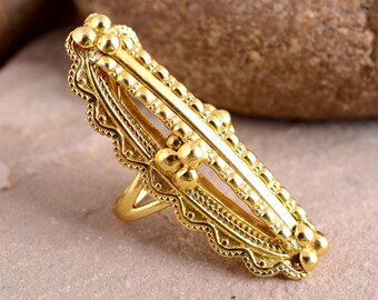 Anillos de declaración de oro Anillos largos delicados Anillo de oro estilo boho Anillo largo Anillo geométrico Para mujeres