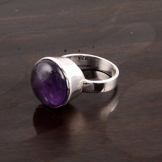 Amethyst Solid 925 Sterling Silver Band Ring Handmade Jewelry Boho Ring sd908