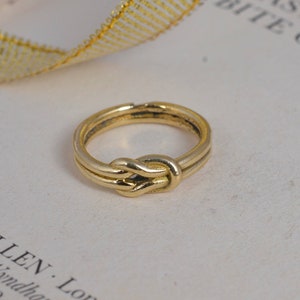 Two strand knot ring - silver and rose or yellow gold filled ring, promise or friendship ring