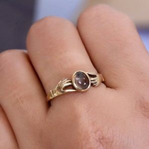 Smoky Quartz Ring, Brass Ring, Handmade Rings, Anniversary Ring, Minimalist Ring, Wedding Gift, Rings For Women, Dainty Ring,Christmas Gift,