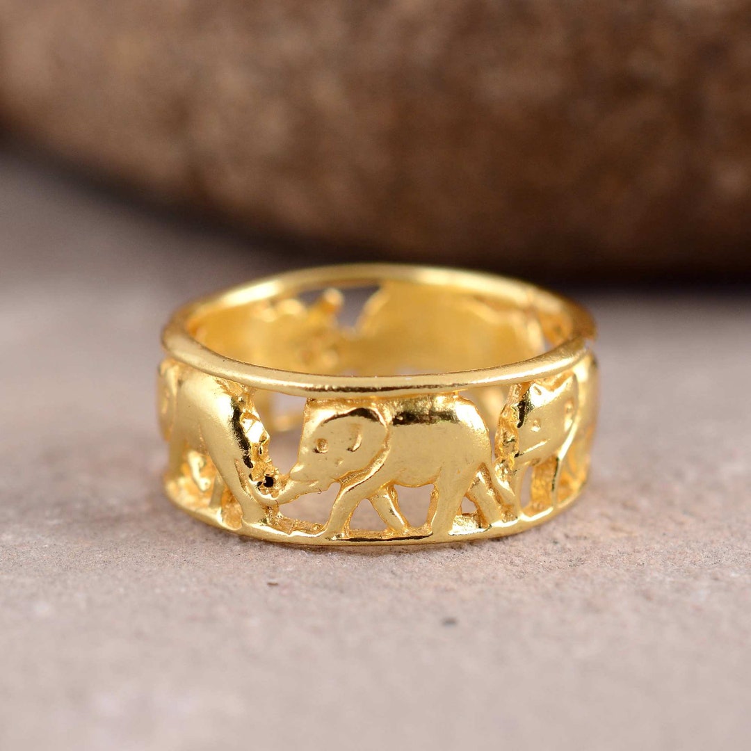Gold Elephant Ring, Dainty Bands Ring, Rings for Women, Elephant Gold