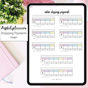 BYOP Digital Planner Pastel Online Shopping Payments Insert