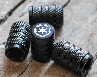 Imperial logo Tire Valve Stem Caps, Imperial Emblem, Imperial Army Logo,Darth Vader, Set of Four Black Stem Caps, 4 pcs Tire Valve Dust Caps