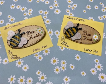 Handpainted Oval Bee Pin