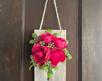 Wildflower Hanging Wall Vase, Ranunculus Sconce, Rustic Home Decor, Farmhouse Floral Decor, Bathroom Wall Decor, Country Kitchen Decor