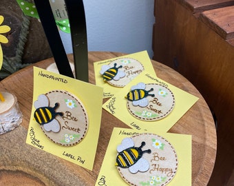 Handpainted Round Bee Pin