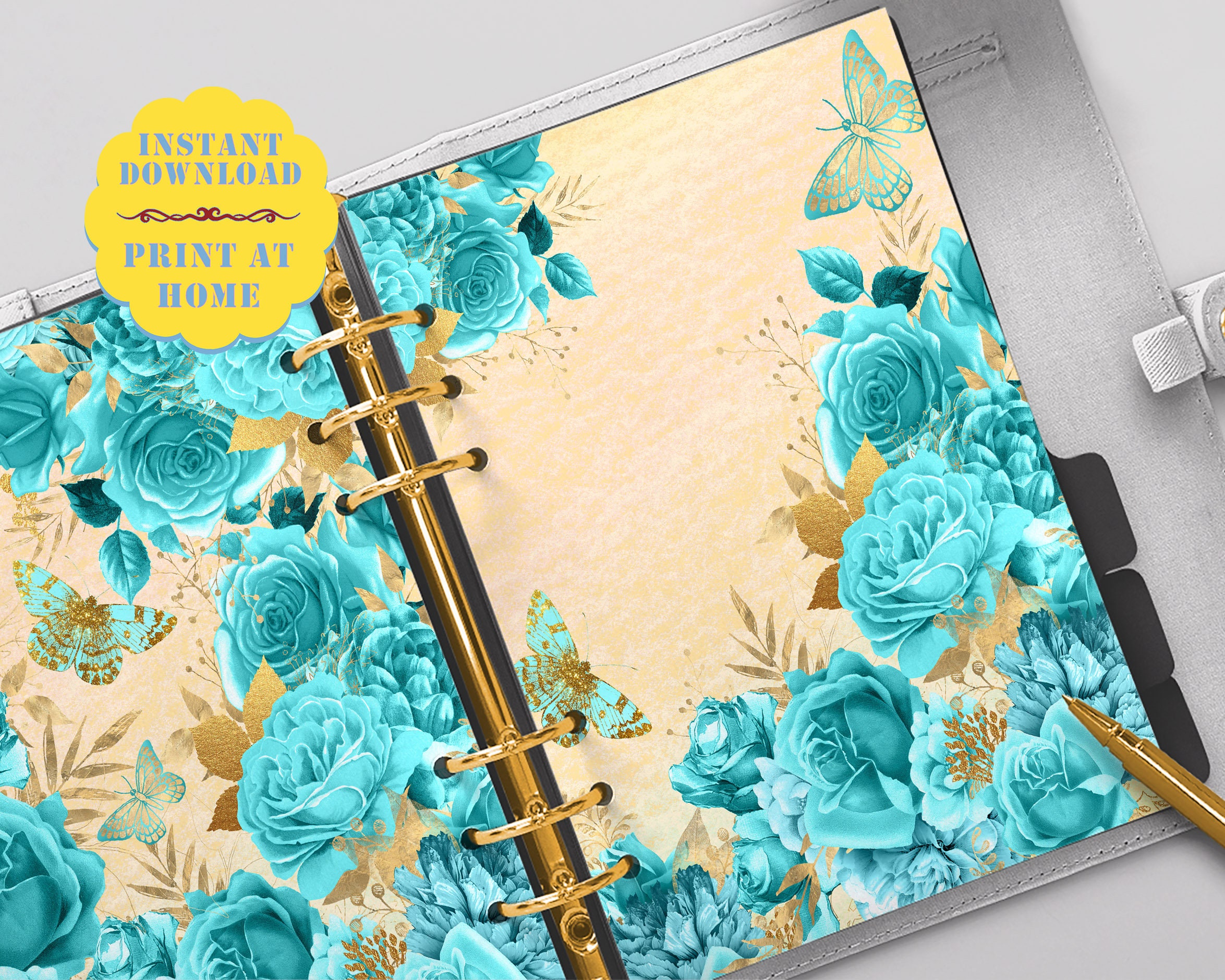 Flower Happy planner cover printable. Planner refill. Floral | Etsy