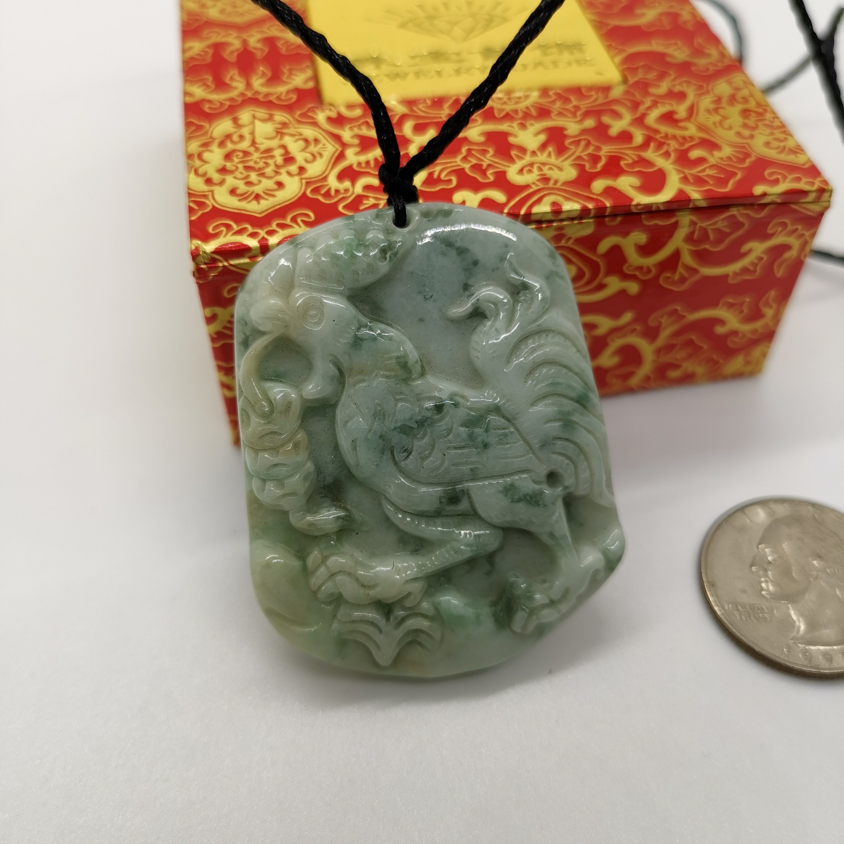 Certified Natural Floral Rooster Jade Pendant 24 Inches Etsy