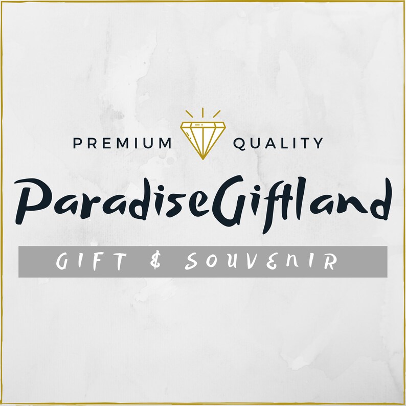 May include: A logo for a gift shop called "Paradise Giftland" with the words "Premium Quality" and "Gift & Souvenir" below the logo. The logo features a diamond with a gold outline and a gold star above it.