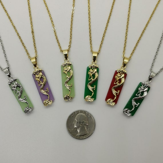 Dragon Rectangle Jade Pendant 