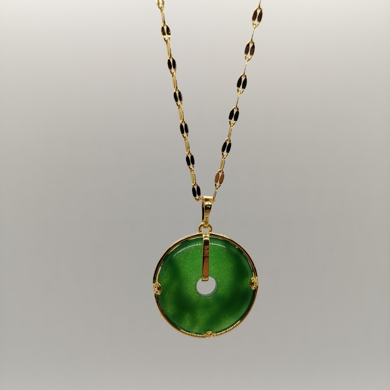 Genuine Green Jade Pendant Plated with 24k Gold Necklace 18 Inches Gold Chain Premium Quality Back in Stock with Limited Quantity image 7