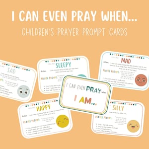 Puedo orar incluso cuando... Tarjetas con oraciones para niños, Oración para niños, Actividades para niños, Cristiano, Regalos para niños, Manualidades para la escuela dominical