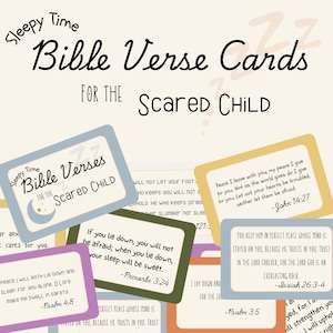 Schede con versetti per l'ora della nanna per bambini spaventati, Schede con versetti della Bibbia, Schede di memoria, Routine per andare a letto dei bambini, Versetti della Bibbia per la pace
