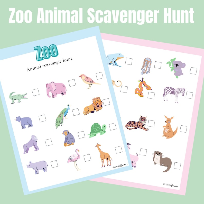 Zoo Animal Scavenger Hunt Printable PDF Pre School - Etsy