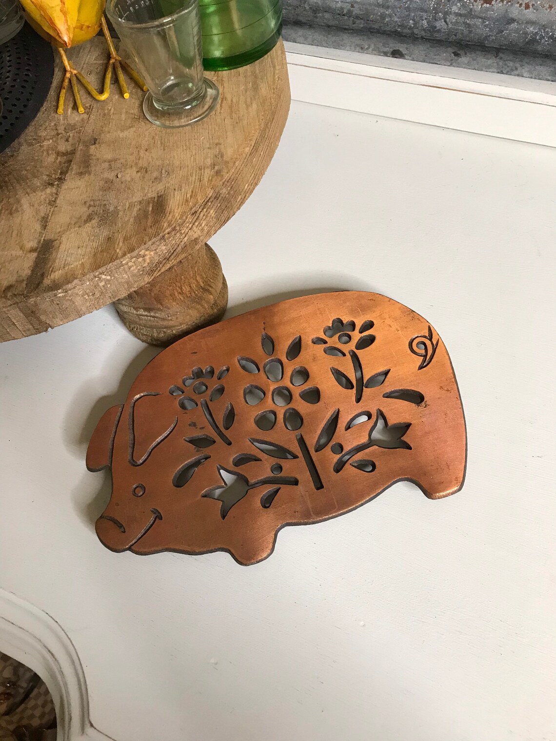 Vintage Copper Cast Pig Trivet Wall Decor Hanging Farmhouse Etsy