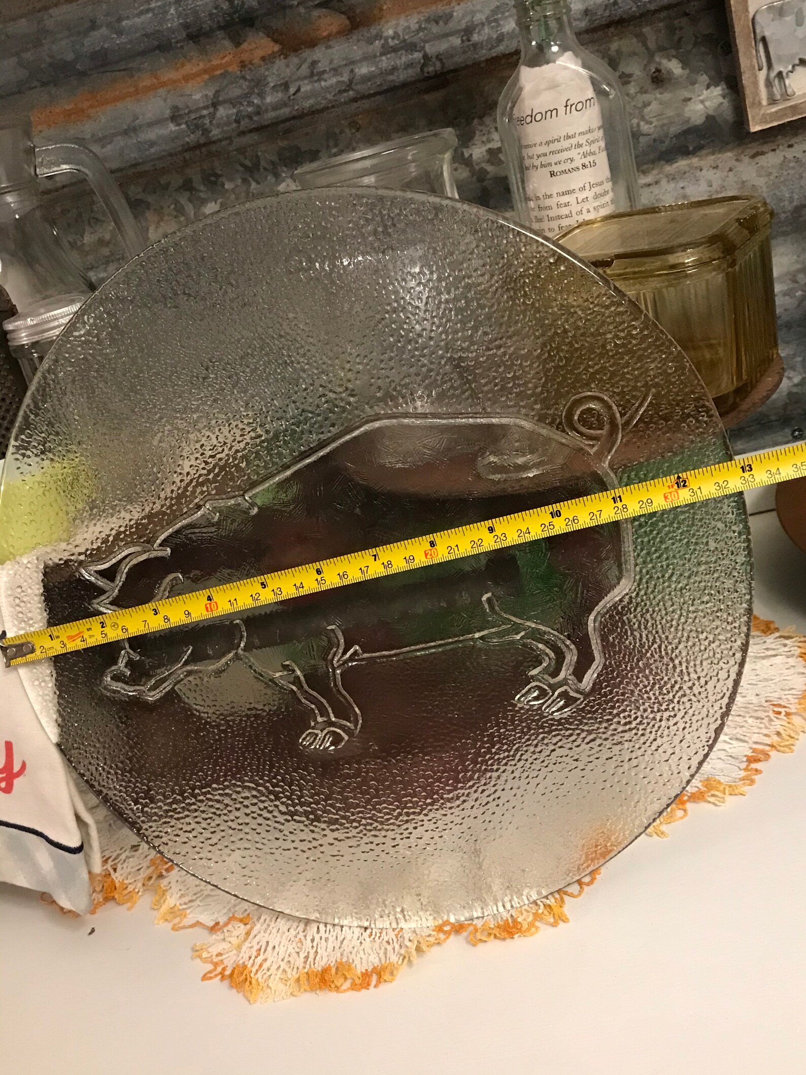 Pig Serving Platter/ Glass Party Platter/13 glass platter/ Etsy