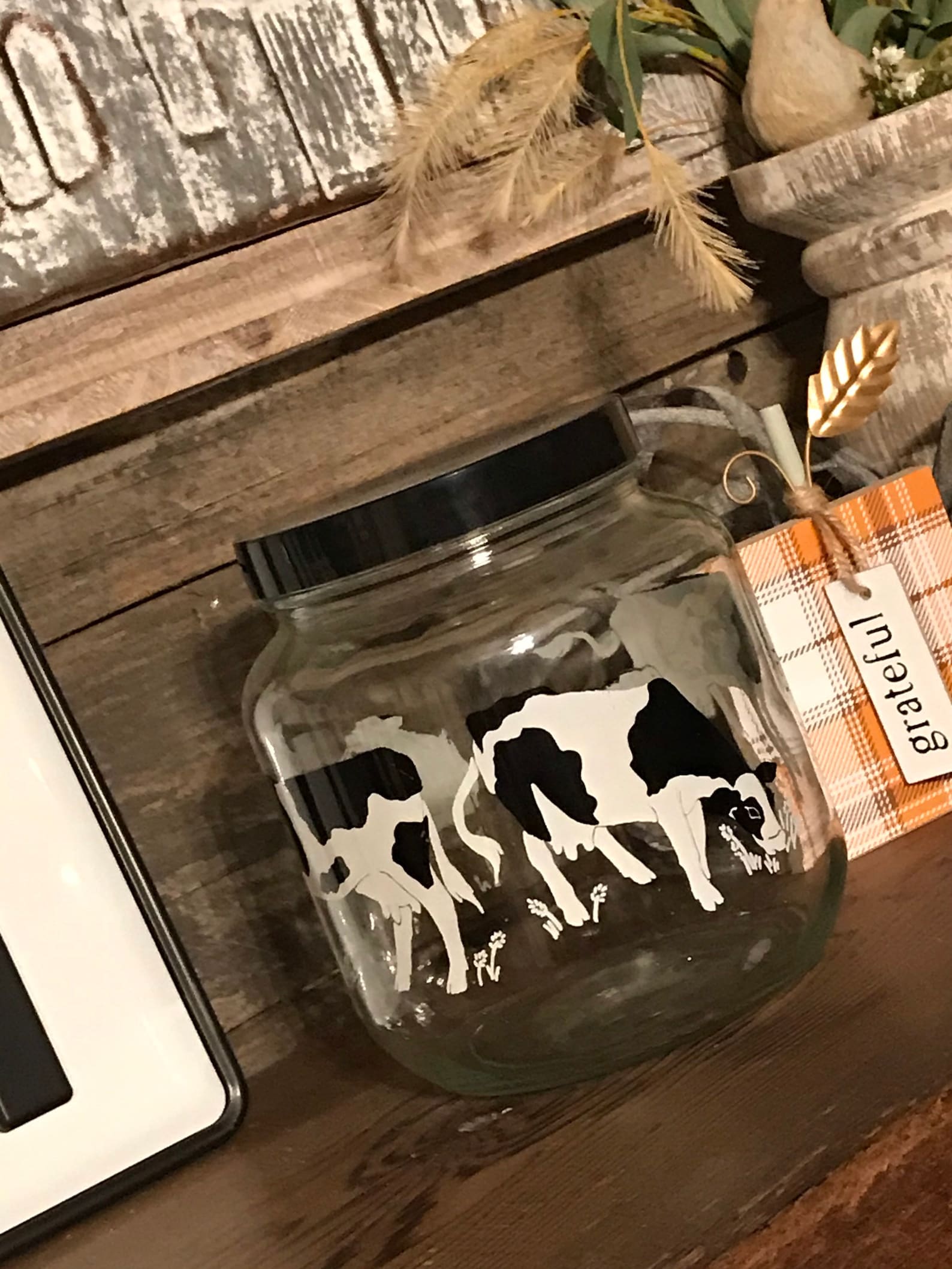 Dairy Cow Jar with Lid/ Cow cookie Jar/ Cow Canister/ Vintage Etsy