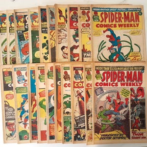 Cómics vintage (años 70) de Marvel Spider-Man, revista semanal del Reino Unido - Números clásicos de los primeros años - Ilustración de Steve Ditko y Jack Kirby - Cupón para envío combinado