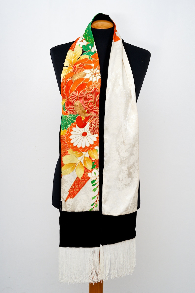 Silk scarf antique silk kimono silk kimono scarf 243