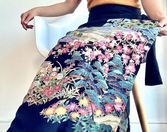 Kimono skirt, kimono remake, vintage kimono