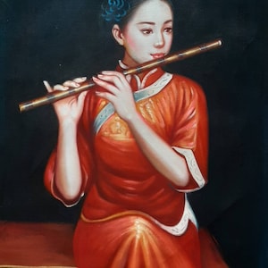 Chinese modern oil painting on fabric late 20th C.