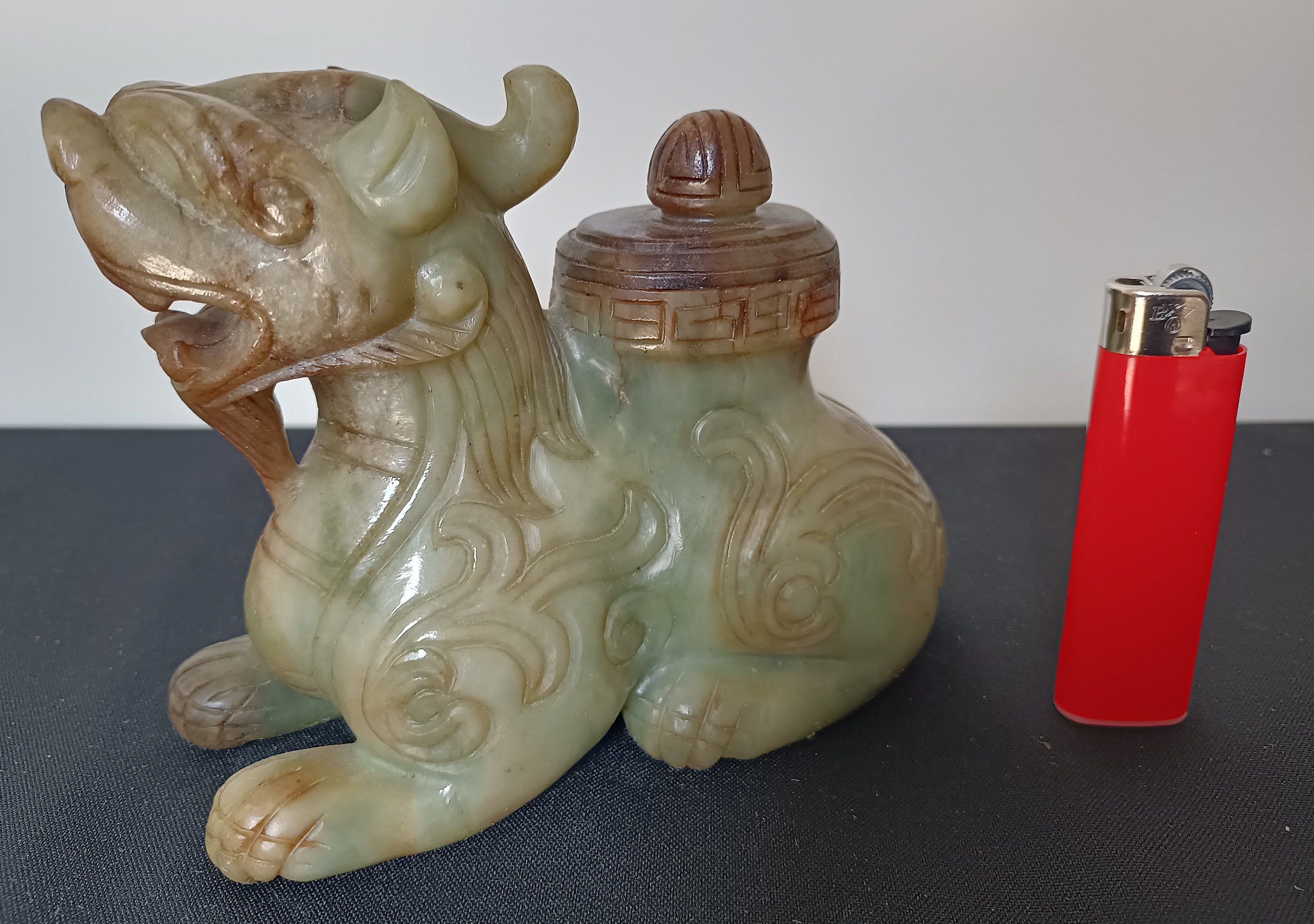 An Antique Chinese Celadon Jade Dragon