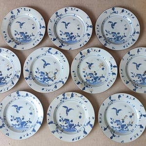 10 Antique Chinese plates from the Nanking Cargo shipwreck, 1750.