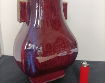 A Large Chinese Porcelain Oxblood Flambé Hu Vase