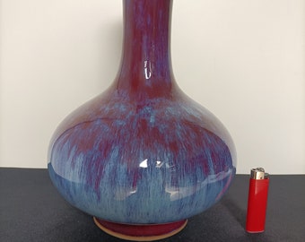 A Large Chinese Porcelain Oxblood Flambé Vase