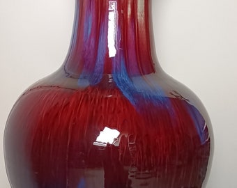 A Large Chinese Oxblood Flambé Vase