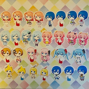 Palco Colorido do Projeto Sekai MAISMOREJUMP! Minori Hanasato Haruka Kiritani Airi Momoi Shizuku Hinomori Adesivos em flocos
