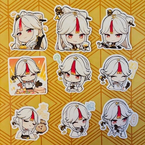 Adesivos de bate-papo do Genshin Impact Adesivos de pinturas de Ningguang Tianquan Geo Liyue Paimon Emotes GI Emoji Emote de bate-papo Chibi