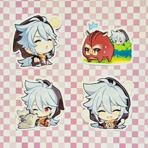 Genshin Impact Chat-stickers Razor Adventurer's Guild Andrius Wolf Boy Paimon's schilderijen Stickers GI-emotes Emoji Chat-emote Chibi