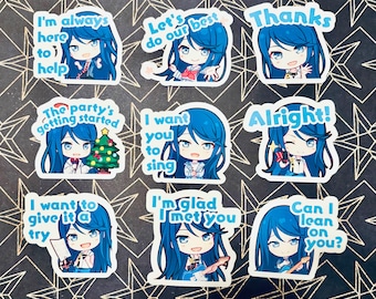 Pegatinas de Ichika Hoshino: Emotes de chat de Project Sekai, pegatinas de vinilo con efecto escamas.