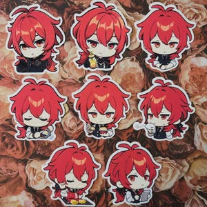 Adesivos de bate-papo do Genshin Impact, Diluc Ragvindr, Pyro Dawn Winery, Adesivos de pinturas de Paimon, Emotes GI, Emoji, Emote de bate-papo Chibi