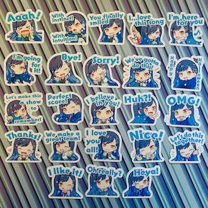 Proyecto Sekai Escenario colorido Vívido Bad Squad VBS An Shiraishi Chat Emoji Emotes Papelería Pegatinas Flake