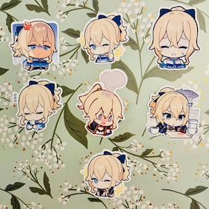 Pegatinas de chat de Genshin Impact, pegatinas de pinturas de Paimon del Gran Maestro en funciones Jean Gunnhildr, emoticonos GI, emojis de chat, emoticonos Chibi