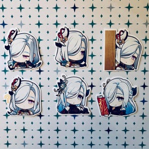 Adesivos de bate-papo do Genshin Impact Shenhe Cryo Adesivos de pinturas de Liyue Paimon Emotes GI Emoji Emote de bate-papo Chibi