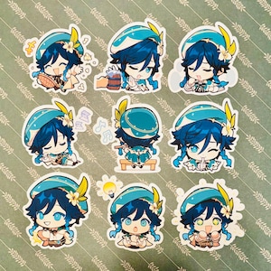 Genshin Imprint Chat Stickers Venti Archon Mondstadt Barbatos Paimon's Paintings Stickers GI Emotes Emoji Chat Emote Chibi Notfall Essen