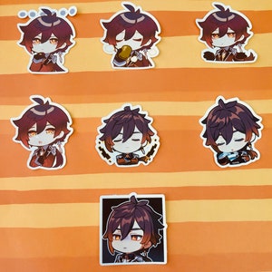 Adesivos de bate-papo do Genshin Impact Zhongli Archon Liyue Dragon Morax Adesivos de pinturas de Paimon Emotes GI Emoji Emote de bate-papo Chibi Comida de emergência