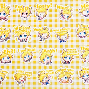 Progetto Sekai Colorful Stage Vocaloid Cantante Virtuale Diva Len Kagamine Chat Emoji Emotes Cancelleria Adesivi Flake