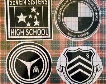 Persona - P2 P3 P4 P5 - School Crests Seven Sisters Gekkoukan Yasogami Shujin High School - Gaming Decals