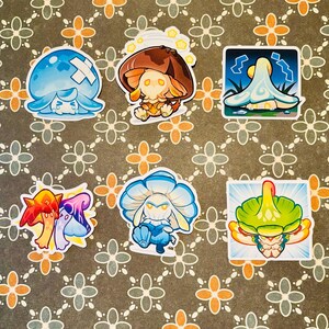 Pegatinas de chat de Genshin Impact, hongos, hongos, Dendro, Hydro Pyro, pegatinas de pinturas de Sumeru Paimon, emoticonos GI, emojis, emoticonos de chat, chibi