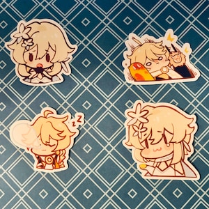 Adesivos de bate-papo do Genshin Impact Traveler Aether Lumine Adesivos de pinturas de Paimon Emotes GI Emoji Emote de bate-papo Chibi Comida de emergência
