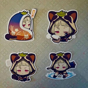 Adesivos de bate-papo do Genshin Impact Sayu Ninja Inazuma Tanuki Guaxinim Pinturas de Paimon Adesivos GI Emotes Emoji Bate-papo Emote Chibi Sleepy Girl