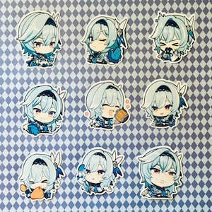 Adesivos de bate-papo do Genshin Impact Eula Lawrence Mondstadt Adesivos de pinturas de Paimon Emotes GI Emoji Emote de bate-papo Chibi