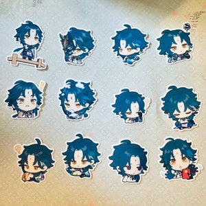 Adesivos de bate-papo do Genshin Impact Xiao Conquistador de Demônios Adesivos de pinturas de Yaksha Paimon Emotes GI Emoji Emote de bate-papo Chibi Comida de emergência