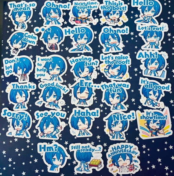 Project Sekai Colorful Stage Vocaloid Virtual Singer Diva KAITO Chat Emoji Emotes Stationery Flake Stickers