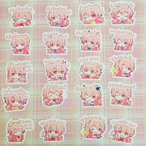 Projeto Sekai Palco Colorido MOREMOREJUMP! Airi Momoi Chat Emoji Emotes Papelaria MMJ Flake Adesivos